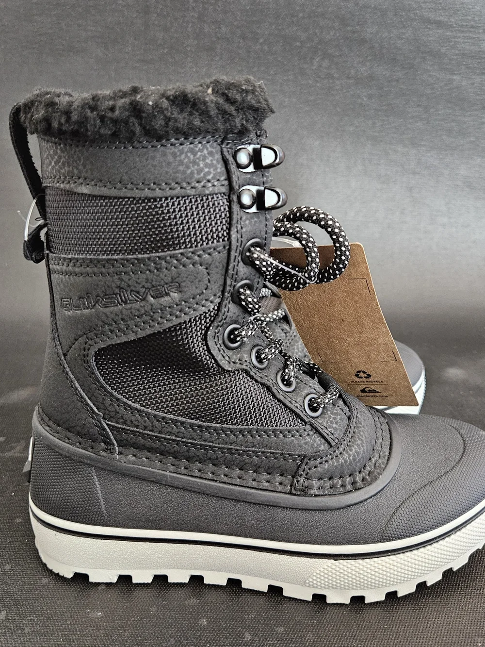 NWT Quicksilver Sub Zero Hi Boys Insulated Winter Snow Boots Black Size 12